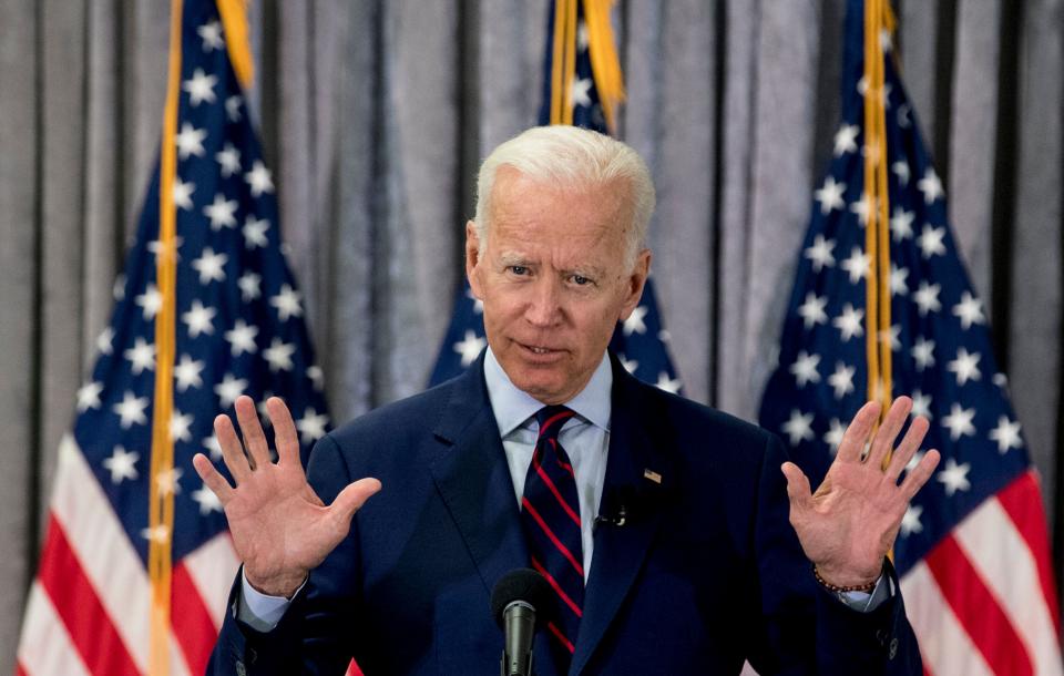 Former Vice President Joe Biden, a 2020 Democratic presidential hopeful, speaks during a town hall meeting with a group of educators from the American Federation of Teachers on May 28 in Houston. (Photo: ASSOCIATED PRESS/Brett Coomer)