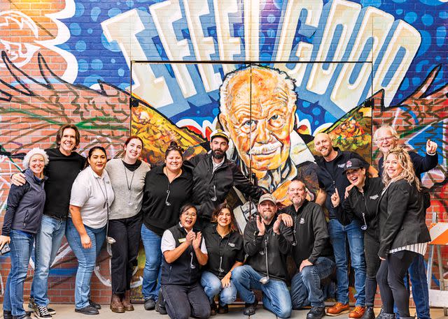 <p>Nugget Market</p> A graffiti mural of our late chairman and guardian angel, Gene Stille, sums up how team members feel about their Nugget family: good!