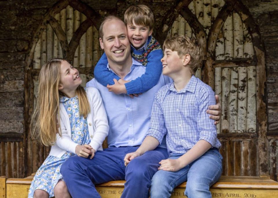 Prince William pictured with his three children in an official photo shared by Kensington Palace in June 2023. AP
