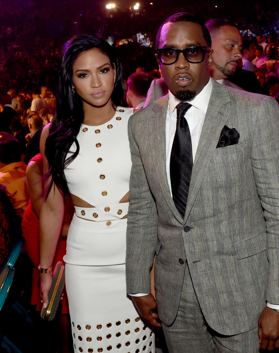 Model Cassie Ventura (L) and Sean “Puff Daddy” Combs pose ringside at “Mayweather VS Pacquiao” presented by SHOWTIME PPV And HBO PPV at MGM Grand Garden Arena on May 2, 2015 in Las Vegas, Nevada.