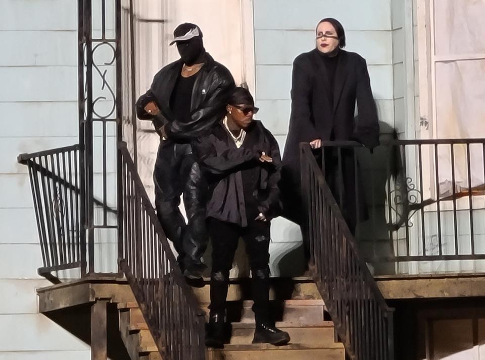 Photo of Kanye with DaBaby and Marilyn Manson