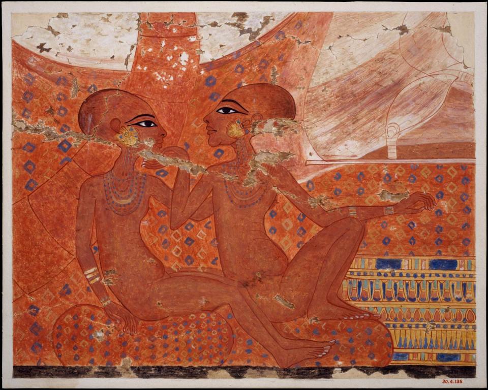 Pintura egipcia de dos princesas