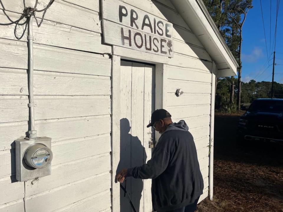 James Peter Smalls opens the Mary Jenkins Community Praise house on Eddings Point Road. “There’s a real history to prayer houses,” says Smalls, who takes care of this praise house.