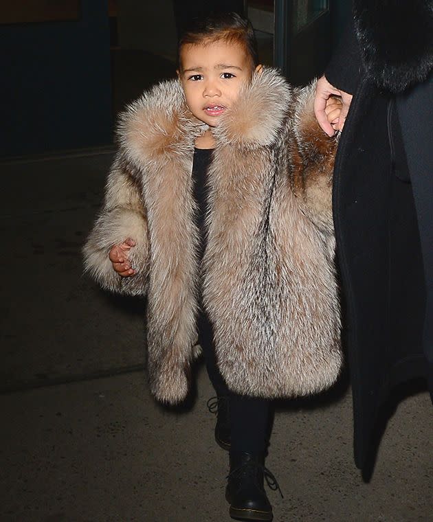 North West wears fur. Image: Getty Images