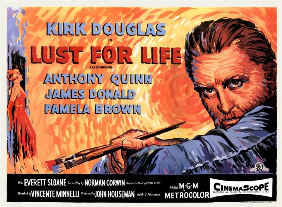 <strong>Subject:</strong> Vincent van Gogh  <strong>Portrayed by:</strong> Kirk Douglas  <strong>Period depicted:</strong> Adult life, particularly the onset of van Gogh's mental illness  <strong>Also starring:</strong> Anthony Quinn 