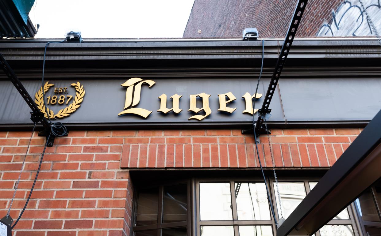 A view outside Peter Luger Steak House on Feb. 24, 2021 in New York City.