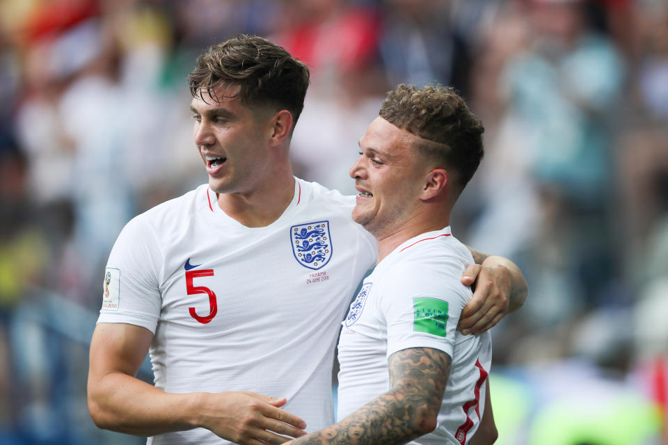 John Stones scored England’s first goal against Panama from Kieran Trippier’s corner. (GETTY)