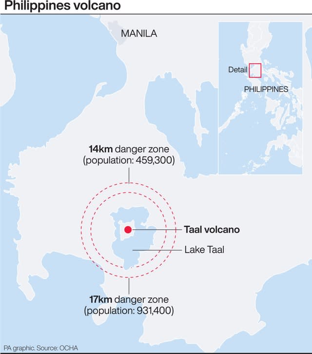 Locates Taal volcano in the Philippines