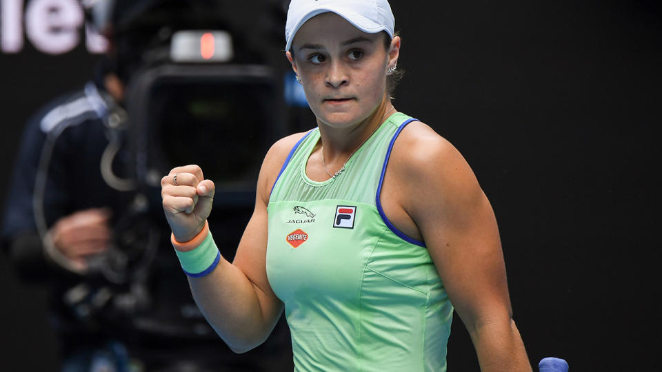 Ashleigh Barty, pictured here celebrating her win at the Australian Open.