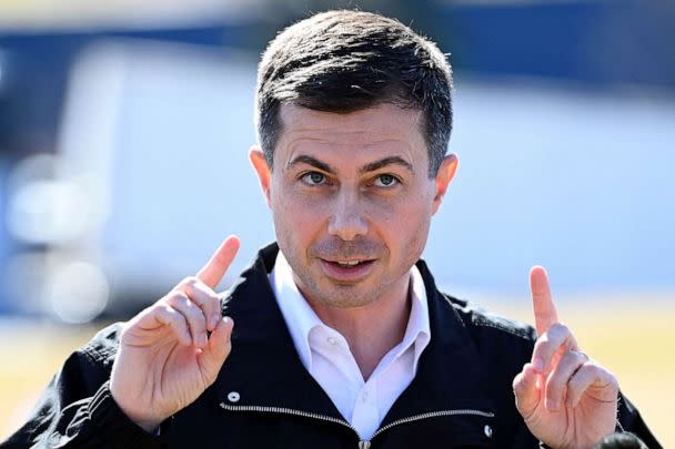 PHOTO: FILE - U.S. Transportation Secretary Pete Buttigieg speaks in East Palestine, Ohio, Feb. 23, 2023. (Alan Freed/Reuters, FILE)