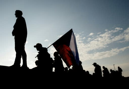 Some demonstrators waved flags or brandished banners calling for Babis to step down