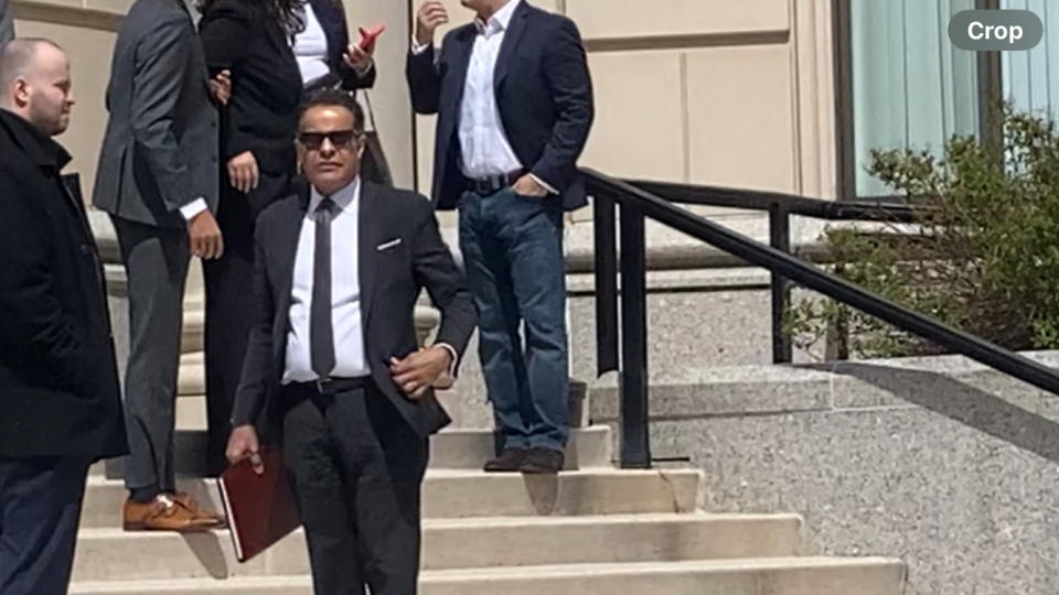 Telesforo Del Valle Jr. outside federal court in White Plains April 8, 2024, after he was sentenced to one year and a day in federal prison for his guilty plea in a bribery scheme in which he paid thousands of dollars over a decade to court clerk Dionisio Figueroa for referrals of criminal defendants.