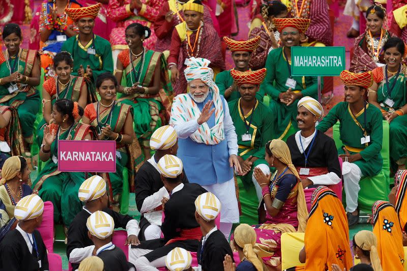 Indian PM Modi addresses nation on Independence Day, at the historic Red Fort in Delhi