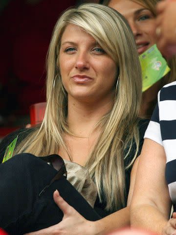 <p>ADRIAN DENNIS/AFP/Getty</p> Joanne Beckham during the 2006 World Cup.