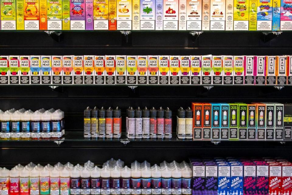 Vaping product is displayed at 723 Vapor in Lexington. Unlike some retailers, 723 Vapor has not been cited by the state for selling its products to minors. Ryan C. Hermens/rhermens@herald-leader.com