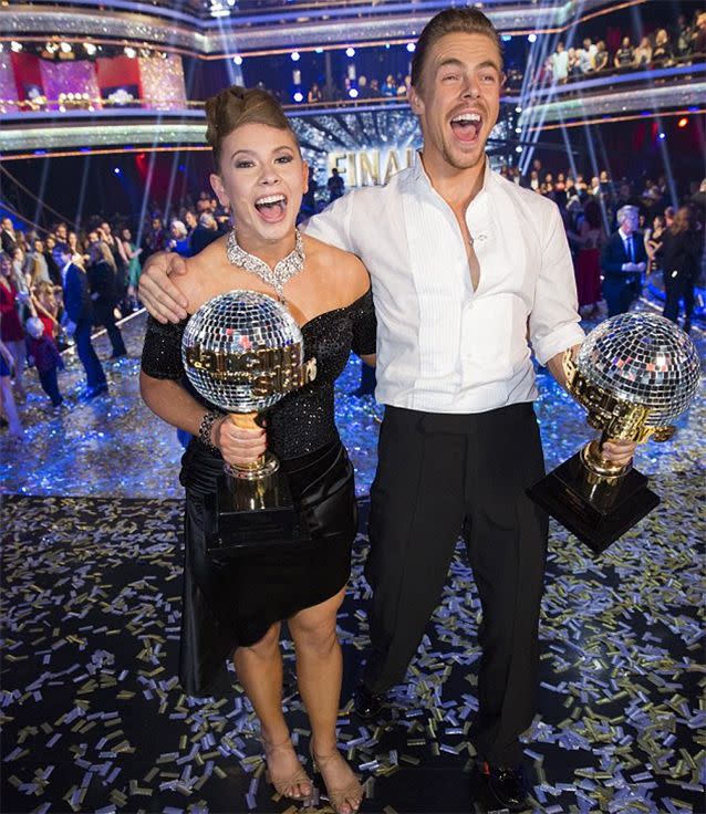 Bindi won the US series Dancing With The Stars yesterday, just days after she received perfect 10s for her freestyle dance honouring her late father Steve. Photo: Getty