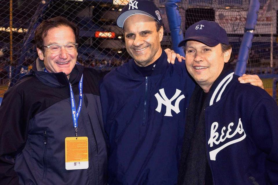 Billy Crystal and Robin Williams Hang with Joe Torre at Yankee Stadium