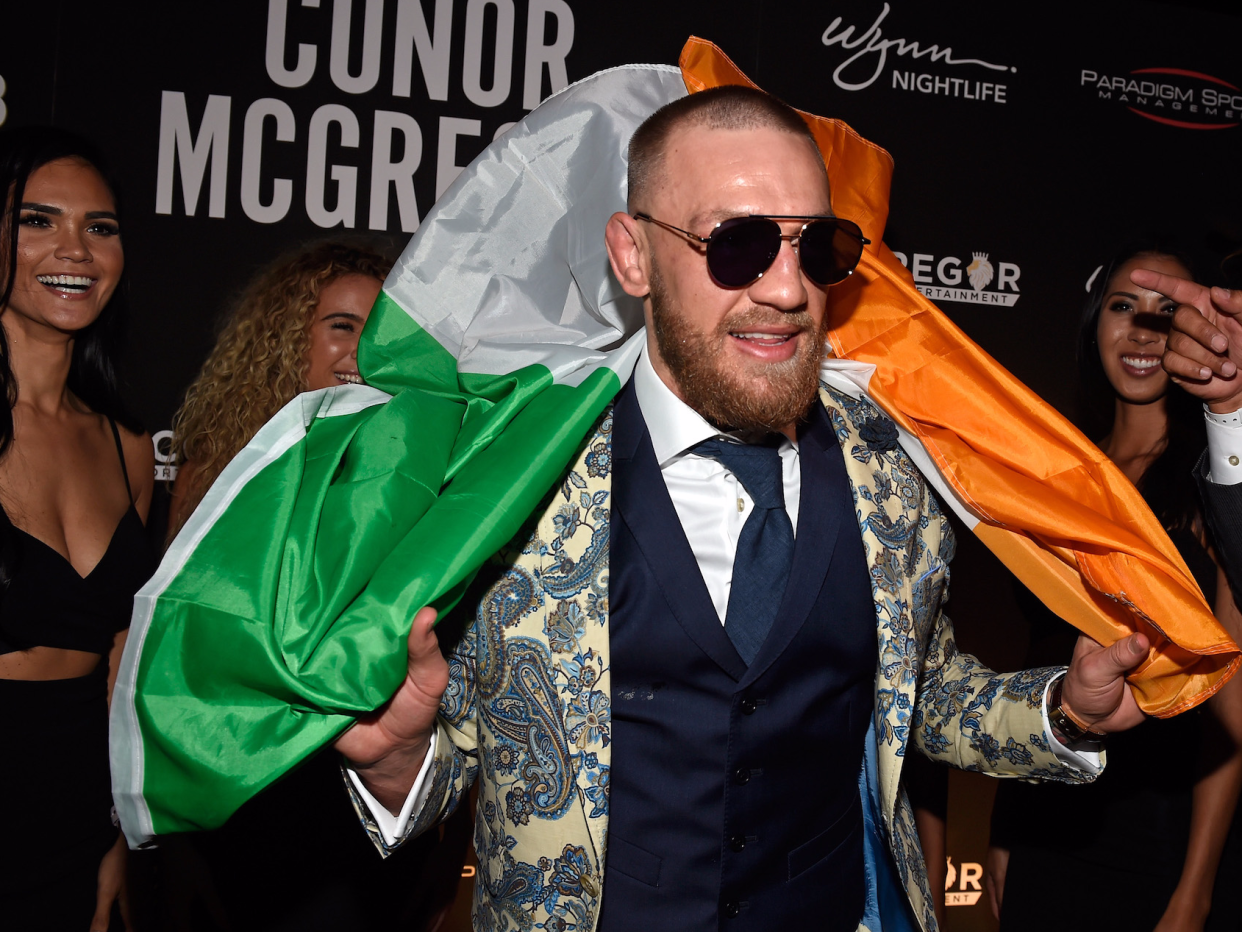 <a href="https://sports.yahoo.com/conor-mcgregor-scolded-referee-ufc-fight-night-event-232324767.html" data-ylk="slk:Conor McGregor was scolded by referee Marc Goddard;elm:context_link;itc:0;sec:content-canvas;outcm:mb_qualified_link;_E:mb_qualified_link;ct:story;" class="link  yahoo-link">Conor McGregor was scolded by referee Marc Goddard</a> during teammate Artem Lobov’s fight Saturday. (Getty file photo)