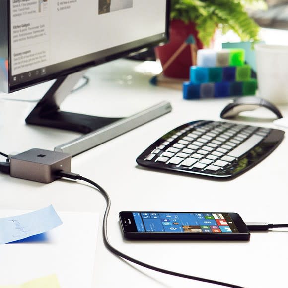 A Lumia 950 XL using Windows Continuum.