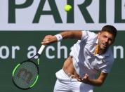 Mar 12, 2018; Indian Wells, CA, USA; Filip Krajinovic (not pictured) during his third round match against Roger Federer (SUI) in the BNP Paribas Open at the Indian Wells Tennis Garden. Mandatory Credit: Jayne Kamin-Oncea-USA TODAY Sports