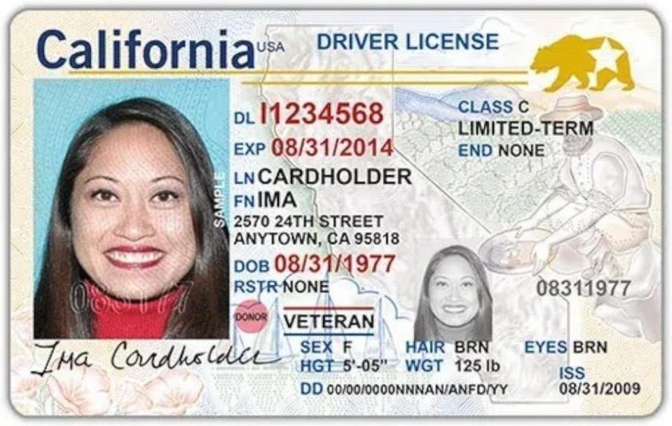 PHOTO: An example of a REAL ID from California issued by the DMV. (Dept. of Motor Vehicles)