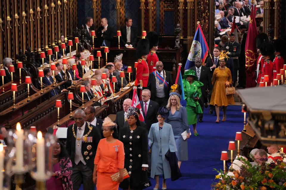 Representatives of the Commonwealth realms at the coronation ceremony.<span class="copyright">Aaron Chown—PA Wire/AP</span>