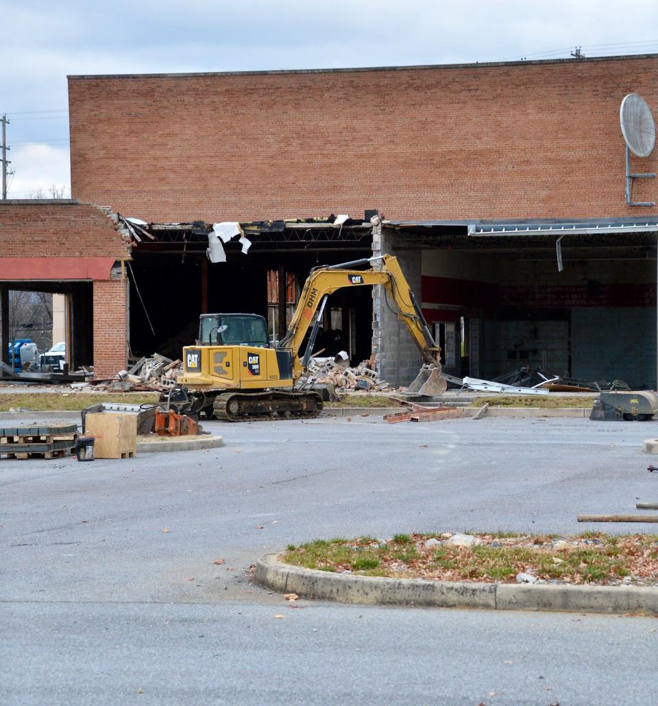 The old Sears at Longmeadow Shopping Center, closed for over 18 years, is being razed to make way for a Sheetz.