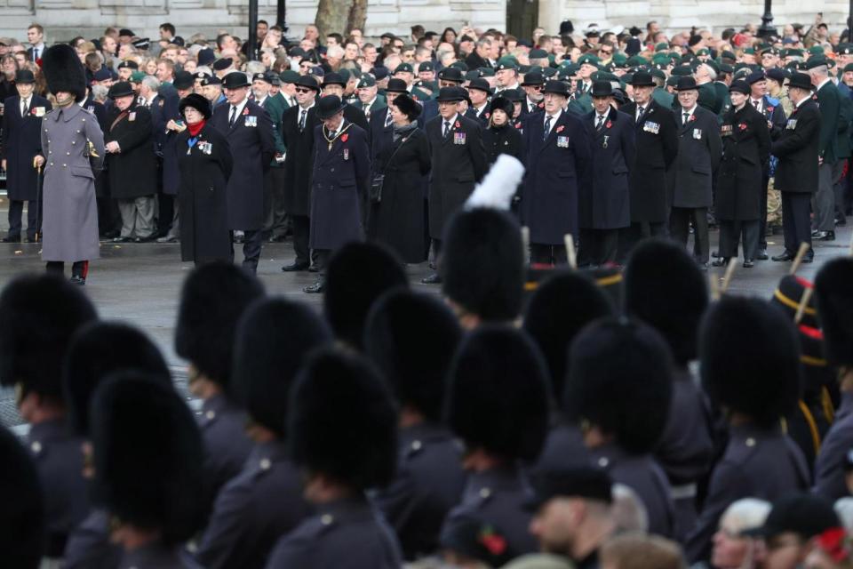 Veterans ahead of the remembrance service at the Cenotaph memorial in Whitehall, central London (PA)