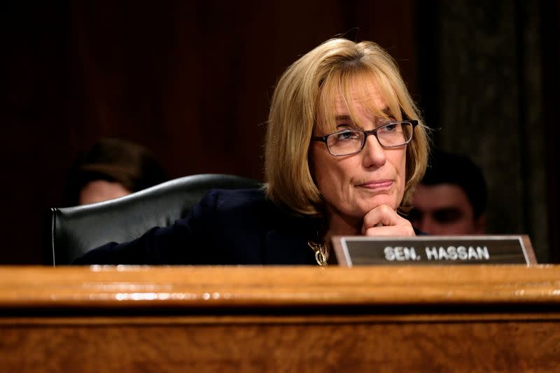 U.S. Senator Maggie Hassan (D-NH) listens as acting Homeland Security Secretary Kevin McAleenan testifies before the Senate Homeland Security and Governmental Affairs Committee in Washington