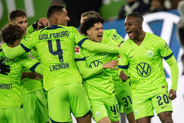 Wolfsburg players celebrate 