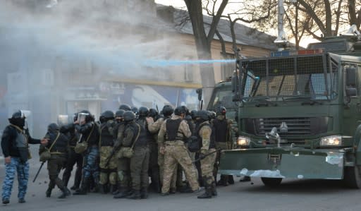 Police used tear gas and water cannons to break up the protest