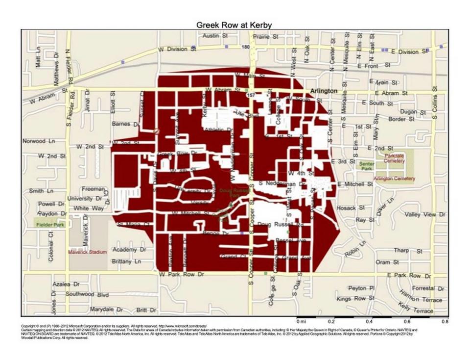 The City of Arlington will conduct targeted ground spraying for West Nile Virus in the area around Greek Row Drive and Kerby Street.