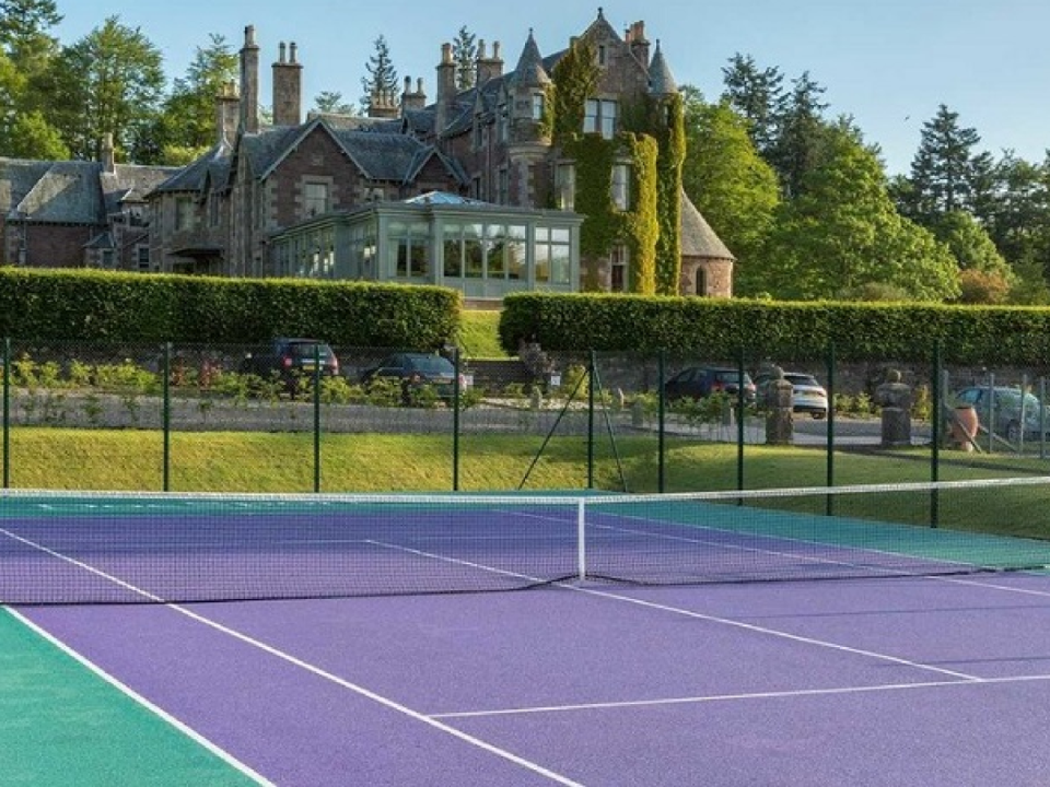 The green and purple court is inspired by Wimbledon (The Cromlix)