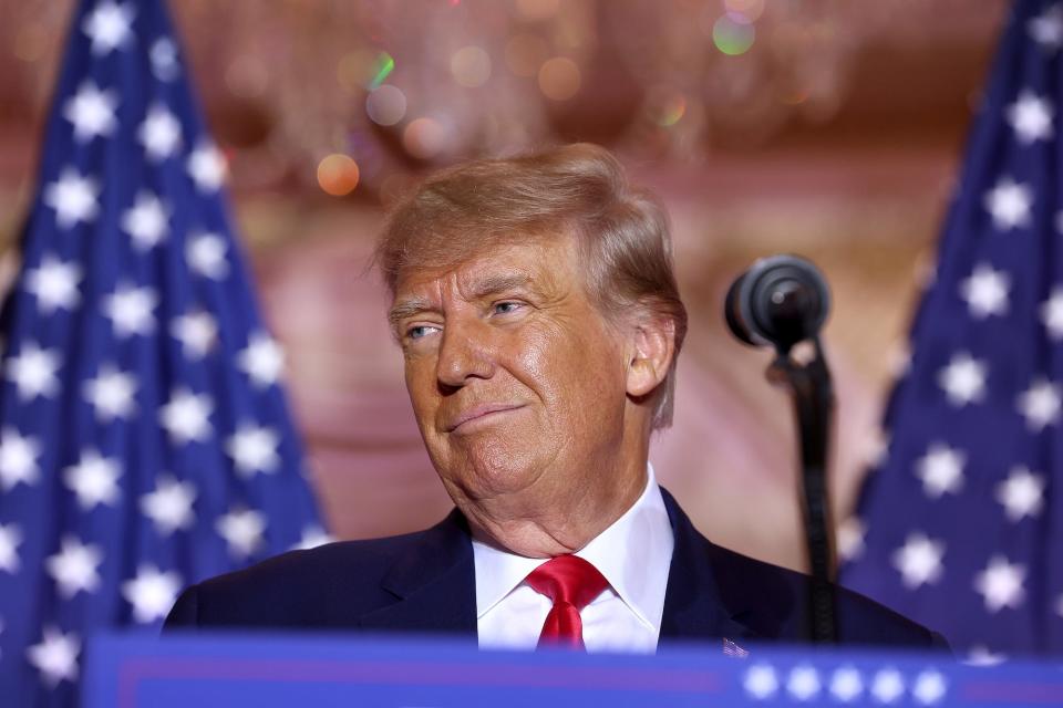 Former US President Donald Trump speaks during an event at his Mar-a-Lago home on November 15, 2022 in Palm Beach, Florida.