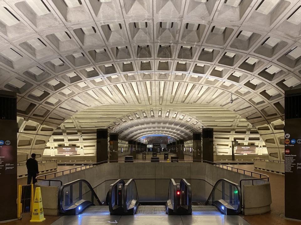 The empty Metro Center station on April 15, 2020, in Washington, D.C.