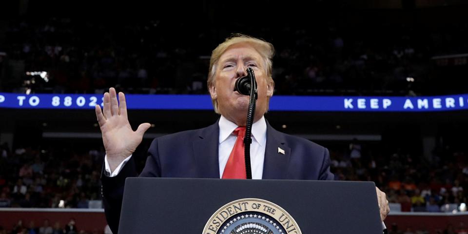 FILE PHOTO: U.S. President Donald Trump holds a campaign rally in Sunrise, Florida, U.S., November 26, 2019. REUTERS/Yuri Gripas