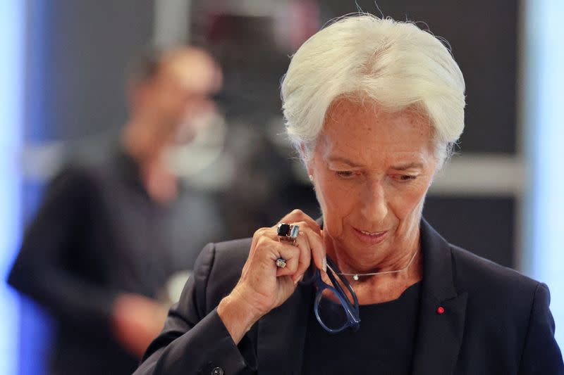 FILE PHOTO: President of ECB Christine Lagarde addresses a news conference in Frankfurt