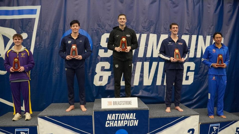 NYU's Derek Maas won the 200 IM in a Division III record time this week, his first of three title.