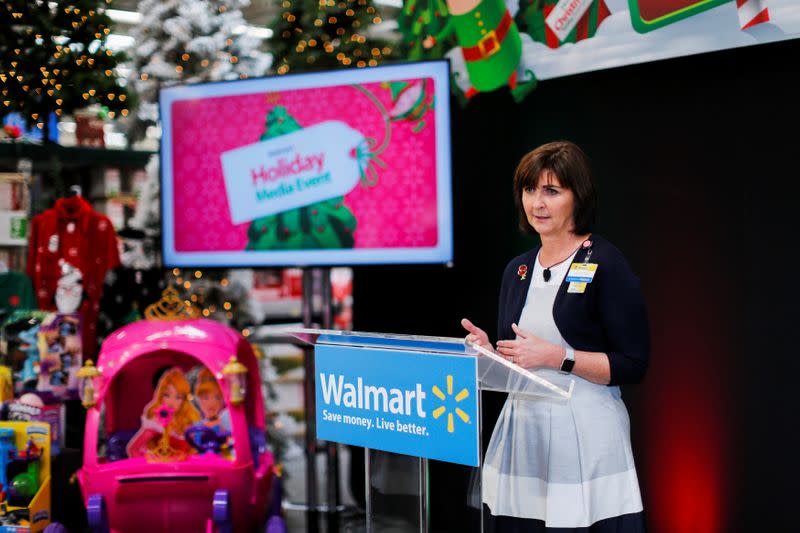 FILE PHOTO: McKenna, executive vice president and chief operating officer for Walmart U.S., speaks about Christmas holiday plans during a media briefing at Walmart store in Teterboro