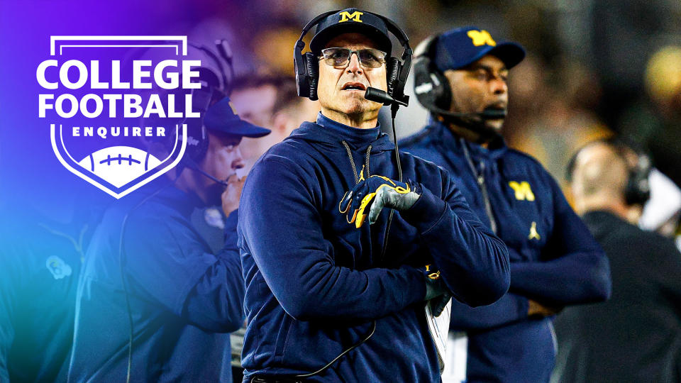 Michigan coach Jim Harbaugh on the sidelines against Minnesota
(Photo by David Berding/Getty Images)