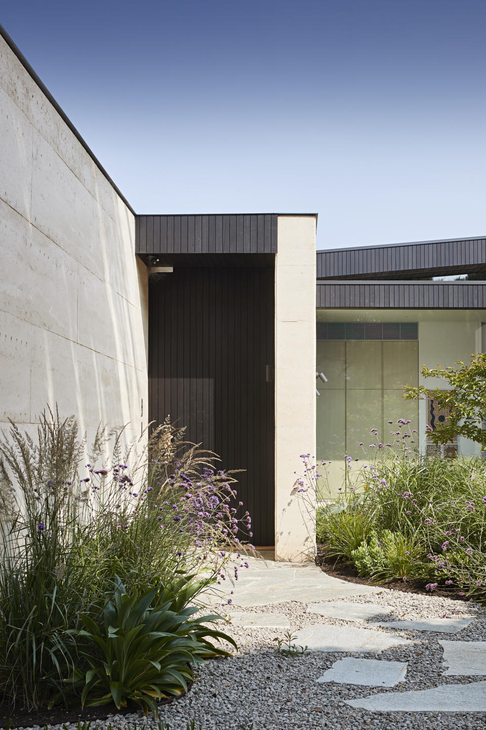 Modern front yard with grasses