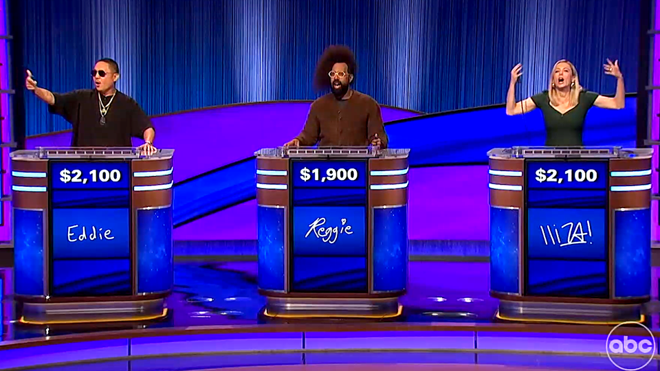 "Celebrity Jeopardy!" contestants Eddie Huang, Reggie Watts and Iliza Shlesinger