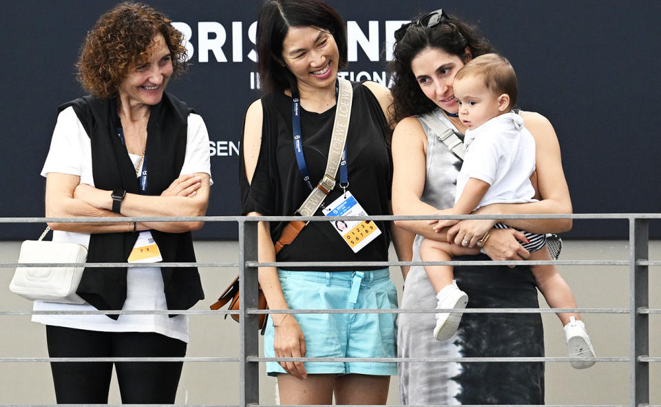 Rafa Nadal's wife and son, pictured here in Brisbane.