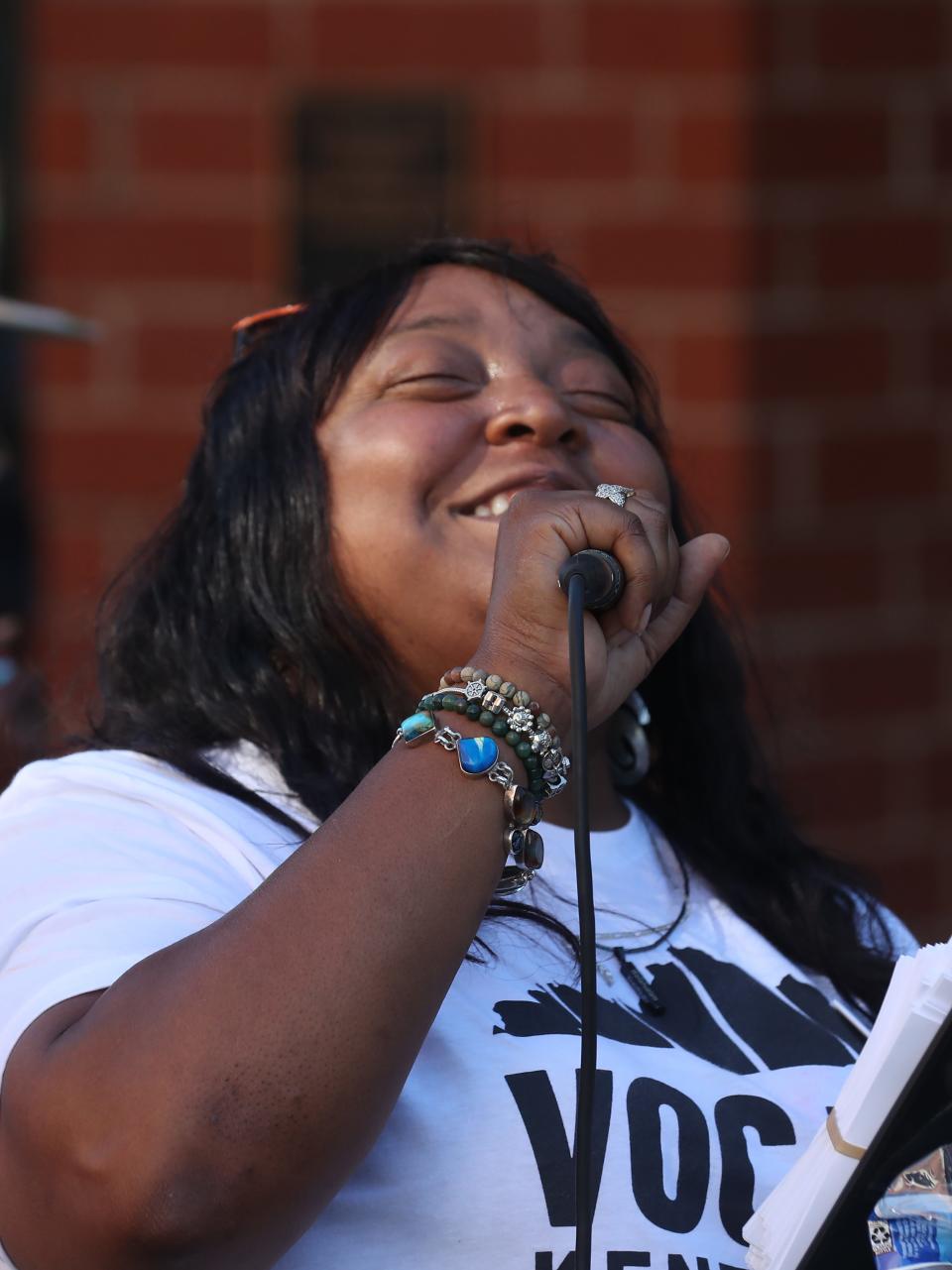 Shameka Parrish-Wright, Director of Vocal Kentucky, talked at the Annual International Overdose Awareness Day rally outside the Louisville Metro Department of Corrections. 
Aug. 31, 2023