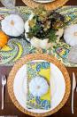 <p>Complement energetic paisley table linens with a creative succulent centerpiece. Just paint your carved pumpkin white and fill it with the succulents of your choice. <br></p><p><em><a href="https://www.anightowlblog.com/thanksgiving-tablescape-succulent-centerpiece/" rel="nofollow noopener" target="_blank" data-ylk="slk:Get the tutorial at A Night Owl Blog »;elm:context_link;itc:0;sec:content-canvas" class="link ">Get the tutorial at A Night Owl Blog »</a></em></p>