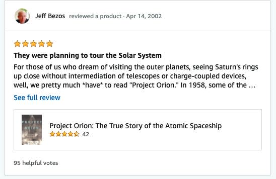 Jeff Bezos reviews "Project Orion: The True Story of the Atomic Spaceship"
