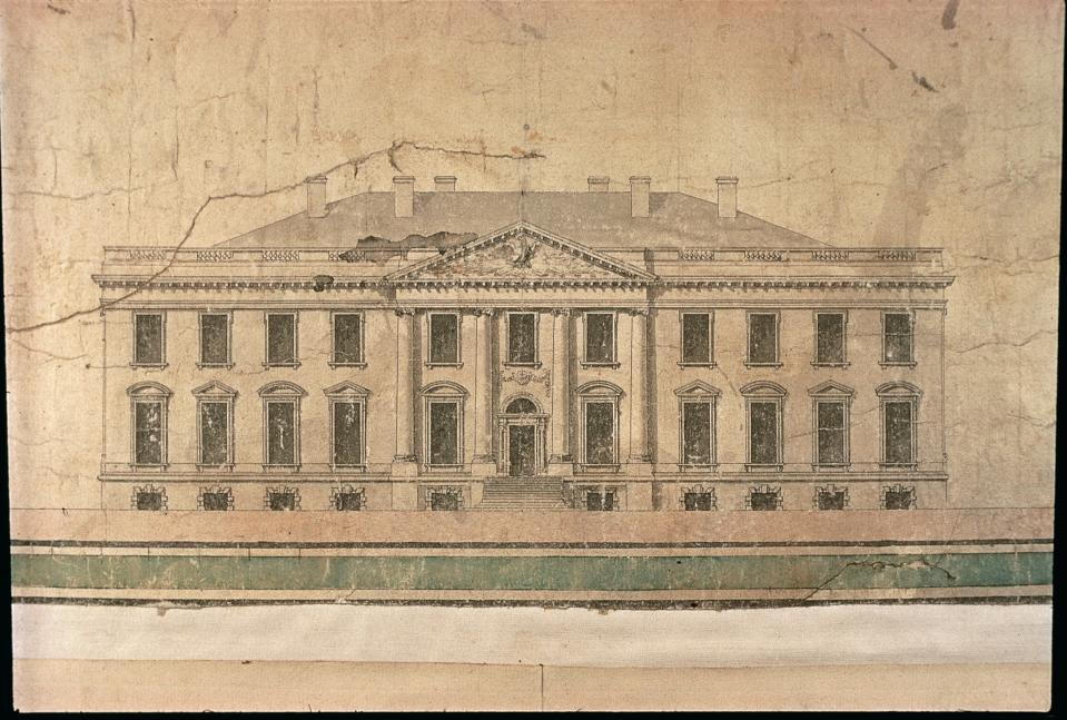James Hoban's drawing of the White House in 1793.