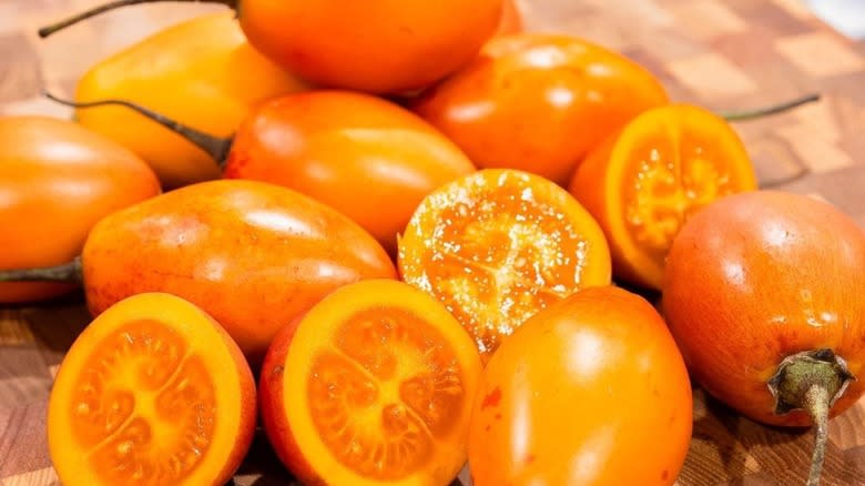 Tree tomatoes on cutting board