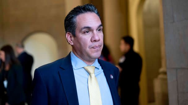 PHOTO: Rep. Pete Aguilar walks past the office of House Speaker Nancy Pelosi at the Capitol in Washington, Nov. 17, 2022. (Andrew Harnik/AP, FILE)