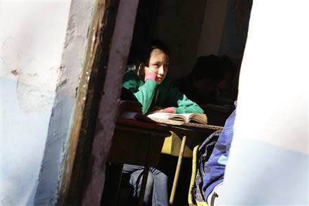 A student listens during class at Pengying School on the outskirts of Beijing November 11, 2013. REUTERS/Jason Lee